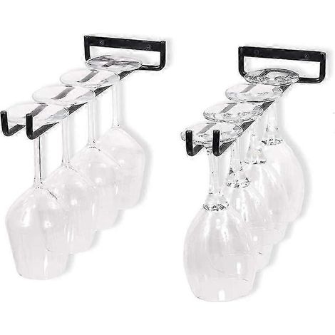 Porte-verres suspendu, convient aux verres à vin et à bière, noir, lot de 2 (1/5)
