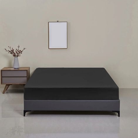 Drap de lit, de lit imperméable à l'eau, poly, 203x99cm, noir, set de 1 pièce (1/5)