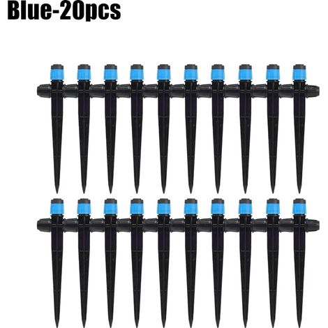 (Bleu - Lot de 20) Arroseur à dispersion polyvalent, arroseur automatique à 8 trous, goutteur à pointes, pour serres et jardins. (1/5)