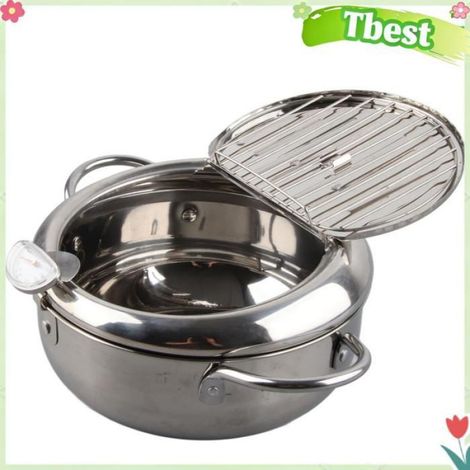 Tbest Marmite à frire Mini marmite en acier inoxydable de Style japonais, avec puericulture pot Taille S Taille S 20 cm/7,9 pouces (1/5)