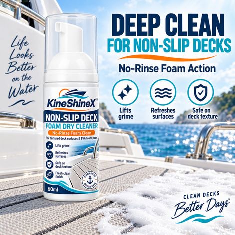 KineShineX Anti-Rutsch-Schaumreiniger für Decks – Trockenreinigungsmittel für Yacht- und Bootsdecks zur Fleckenentfernung – Wasserloser Reinigungsschaum (1/5)