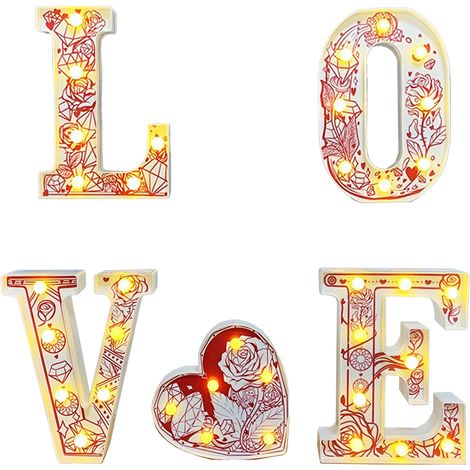 21,8 cm großer, mit LEDs beleuchteter LOVE-Buchstabe in Form einer bemalten Diamantrose, ideal für Heiratsanträge, Liebeserklärungen und den Valentinstag. Batterien nicht enthalten. (1/2)