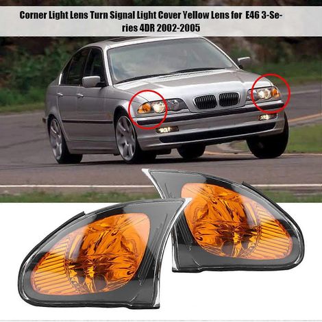 Paar Ecklichtgläser, Blinkerabdeckungen, gelbe Gläser für BMW E46 3er 4-Türer 2002-2000