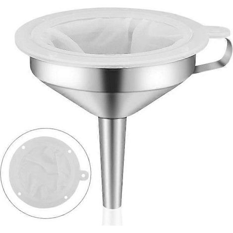 Entonnoir de qualité supérieure en acier inoxydable de 12,7 cm (5 pouces) avec filtre alimentaire à mailles de 200, entonnoir de cuisine de qualité alimentaire pour remplir les bouteilles, entonnoir e (1/4)