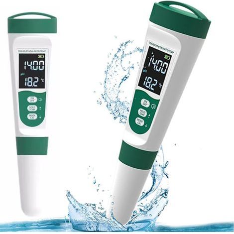Kit analyse eau 5 en 1 – Testeurs portatifs TDS/EC/pH/Salinité – Rétroéclairage VA – Mesure précise pour aquariums et hydroponie (1/4)