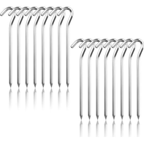 Lot de 16 piquets de tente de camping en aluminium 18 cm, accessoires pour tente (1/5)