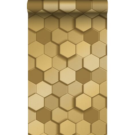 papier peint hexagone 3d or  - Origin Wallcoverings (1/5)