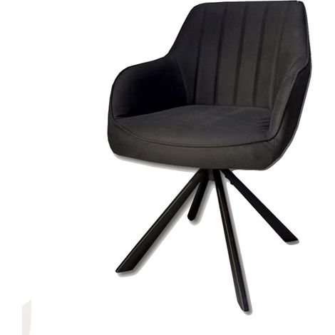 Chaise rotative Xara noir pieds métal noir (1/2)