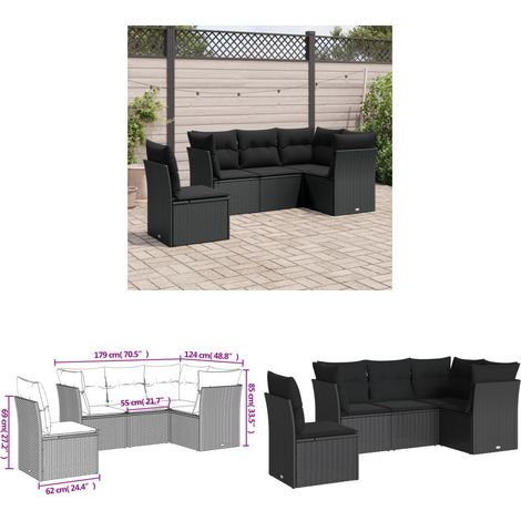 5-tlg. Garten-Sofagarnitur mit Kissen Schwarz Poly Rattan - Gartensorte - Esszimmergarnituren - Lounge Möbel - Outdoor Sofa - Gartenmöbel Set - Home & Living (1/3)