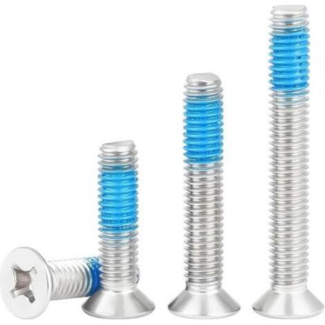 Pack of 20 M2x5mm Stainless Steel Phillips Countersunk Head Screws, Small Screws with Blue Thread Lock Coating, for Machine Equipment and Furniture (1/5)