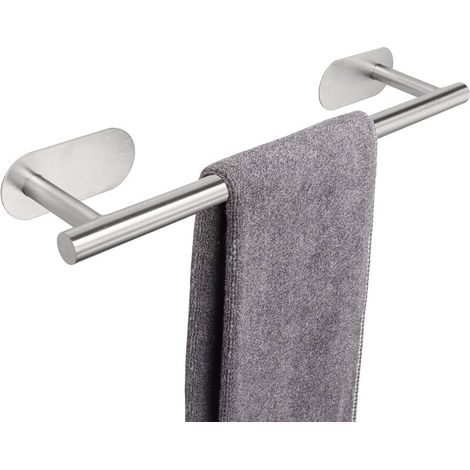 Self-adhesive stainless steel towel holder, 40 x 8 x 4.5 cm (silver) (1/5)