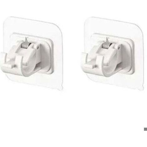 Lot de 2 supports blanc de tringle à rideau auto-adhésifs - Support pour rideaux (1/4)