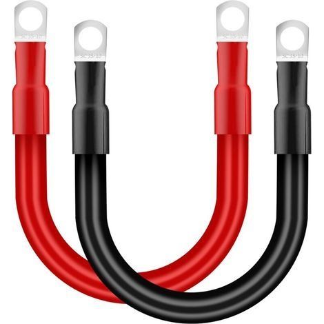 Cable Batterie Voiture 35mm² 30cm Câble Onduleur de Batterie 2AWG 12V Câble de Batterie avec M10 Cosses à œillets pour Camion Auto Moto Marine Solaire Rouge et Noir 2 Pièces (1/5)
