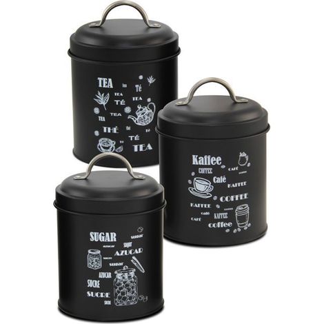 Bocaux hermétiques - JUANIO - Set 6 - Métal - Noir - Ø11 x H16 cm (1/3)