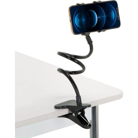 Handyhalterung FLEXMOBI mit Klemme / Schwanenhals ABS Kunststoff schwarz hjh OFFICE (1/5)