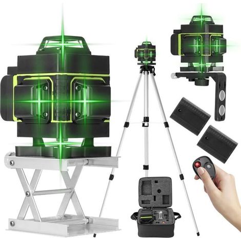 Niveau Laser 4D 16 Lignes - Autonivelant ±3° - Plateau Magnétique & Télécommande - Double Pile Longue Durée - Noir (Rénovation, Charpente, Électricité) (1/4)