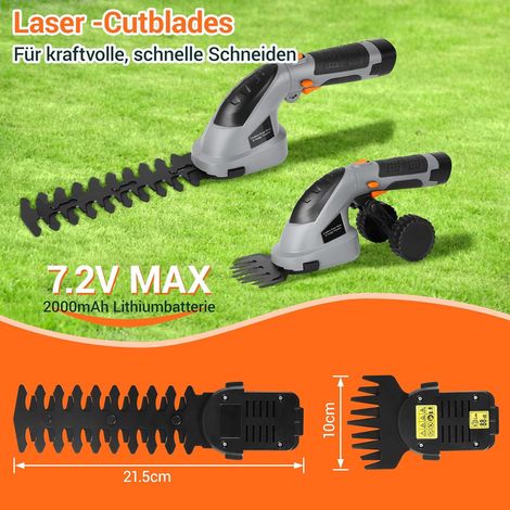 Akku Teleskop Rasenschere Grasschere Heckenschere Strauchschere Rasentrimmer mit Akku 7,2V 20A Ladegerät (1/5)