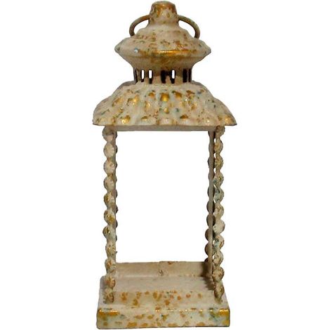 Lanterne jardin doré fer 12x12x31cm