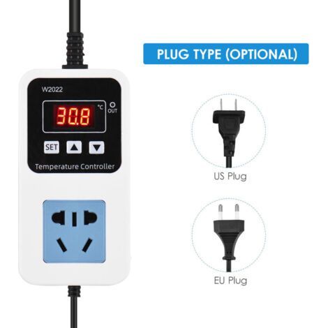 110-220V 10A 1500W Electronic Temperature Controller Output Wall Mounted Smart Digital Display Control Switch with Waterproof Sensor (1/4)
