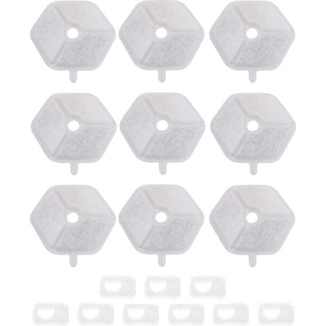 Set mit 9 Filtern und Schwämmen für Katzenbrunnen, Wasserfilter kompatibel mit dem kabellosen Edelstahl-Katzenbrunnen Samrtoo 152 Oz/4,5 L PTM-643 (1/5)