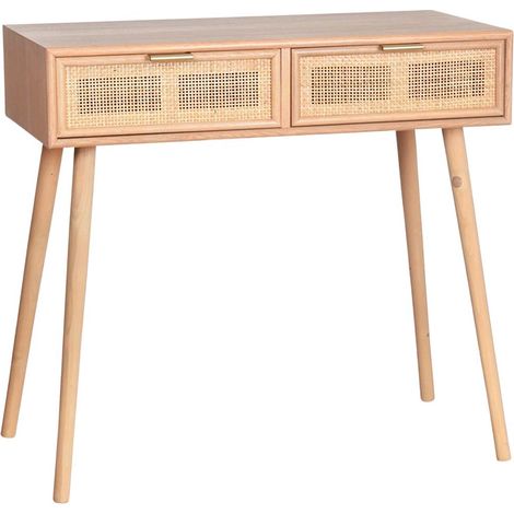 Console en MDF et rotin tressé Roro