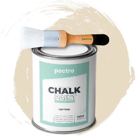 Pittura a Gesso - PECTRO - BEIGE CHIARO - 750ml - Pennello in Legno - Finitura Opaca