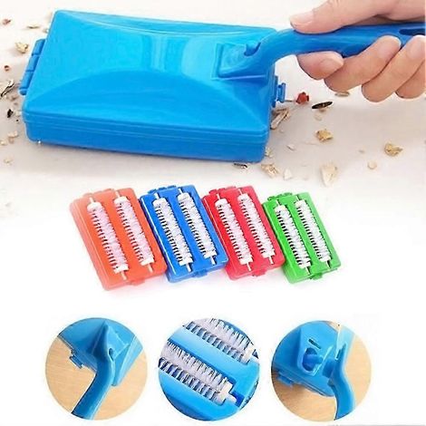 Brosse de nettoyage manuelle pour tapis et canapé, double rouleau, outil polyvalent pour aspirer miettes et saletés sur moquette, table et sièges. (1/5)