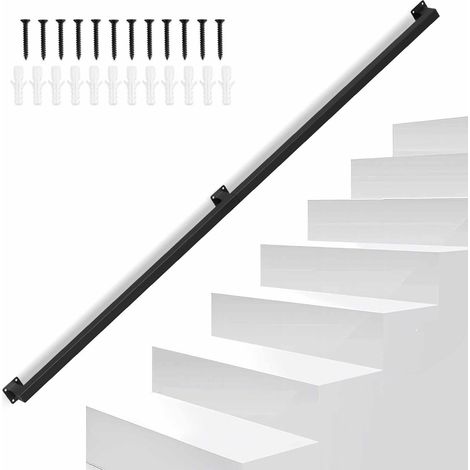 Jiubiaz Handlauf treppe Handlauf Set Metall Schwarz pulverbeschichteter Treppenhandlauf pflegeleicht und langlebig 180cm Treppengeländer