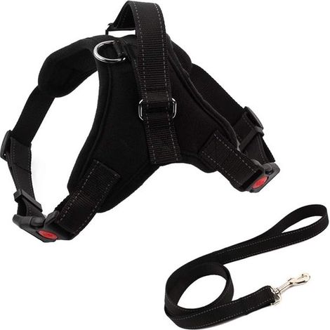 Conjunto de arnés y correa reflectante ajustable antitirones para perros, Resistente, Acolchado, Con asa, medianos y grandes, M (1/5)
