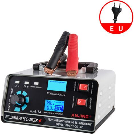 Chargeur de batterie de voiture, chargeur à impulsions haute puissance 12 V en cuivre pur, activateur de réparation de batterie pour voiture, bateau, moto, tondeuse à gazon, batterie plomb-acide ou ba