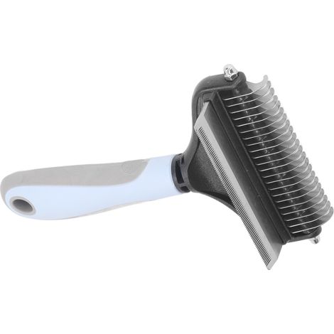 Brosse démêlante 2 en 1 pour chien, peigne en acier pour chiot, grande taille, bleue. (1/5)