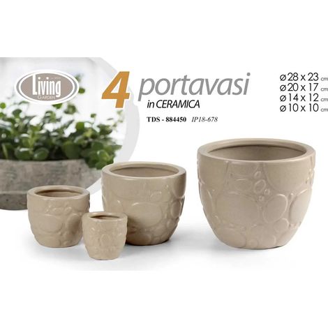 Set de 4 portavasos de cerámica Ø29/21/15/12 cm