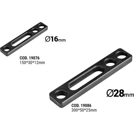 Posicionador para mesa de soldadura, escuadra y topes - TF 150X30X12 mm - Ø16 mm