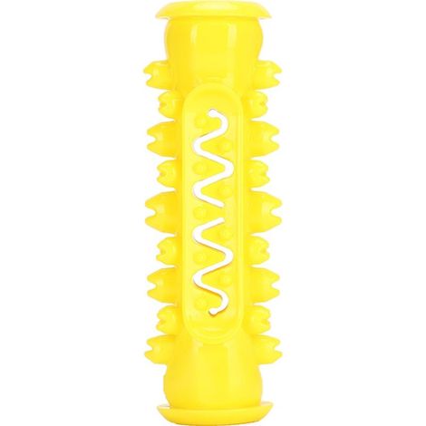 Chien de compagnie TPR sécurité molaire nettoyage dent tige Puzzle formation jouer mordre brosse à dents jouet jaune (1/5)