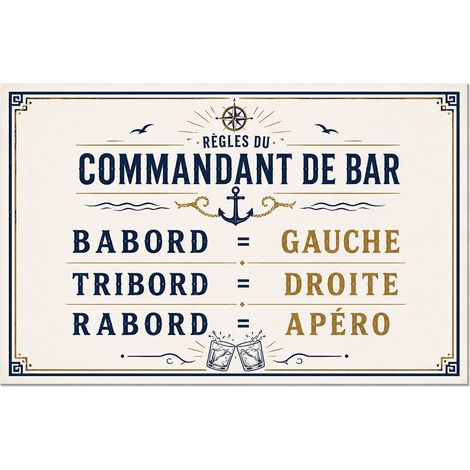 Plaque décorative commandant de bar 30,5 x 20 cm (1/2)
