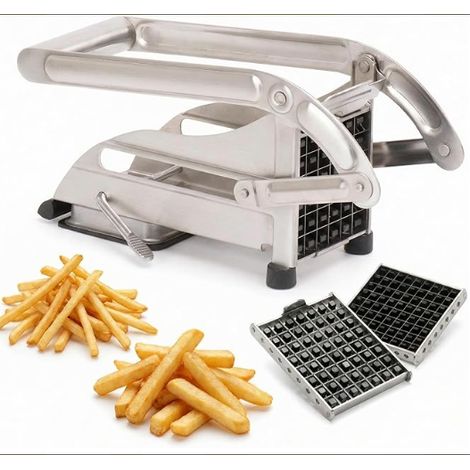 Coupe-frites inox 2 grilles – Coupe nette et régulière – Bras de levier ergonomique – Dimensions 26x12.5x9 cm (1/5)