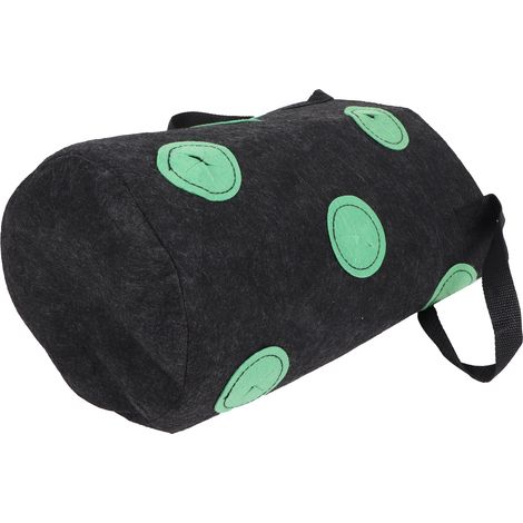 Sac de culture en feutre portable pour fraises avec 12 trous et poignées, idéal jardin - Noir 20x35cm