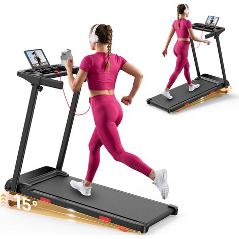 Tapis Roulant Elettrico pieghevole 3,0 CV - Velocità 1–12 km/h – inclinazione automatica 15% – con console a LED – Passeggio Carico 150 kg – controllo tramite app - con telecomando