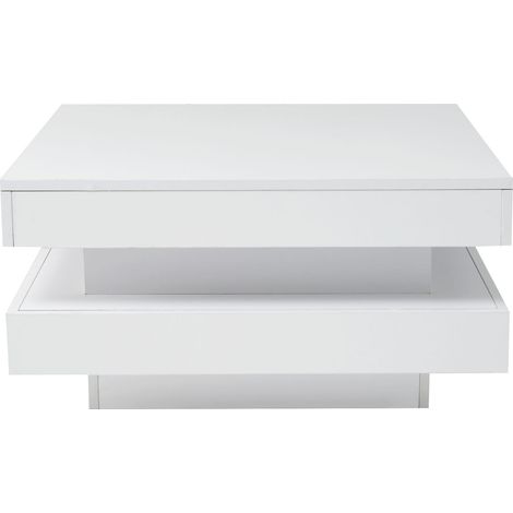 Table basse carrée blanche avec LED Bluetooth, 70 x 70 x 36 cm (1/5)