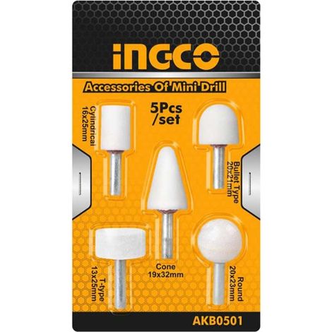 Set di smerigliatura per minitrapano 5 pz Ingco AKB0501
