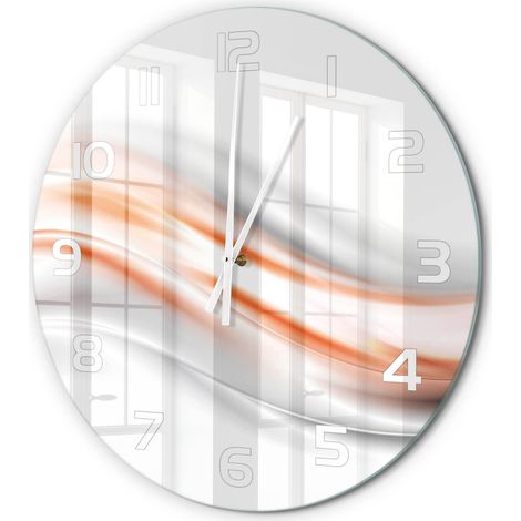 Horloge Murale Ronde Sans Tic-Tac en Verre Moderne Chambre Bureau Abstraction de vague fi 60 cm (1/5)