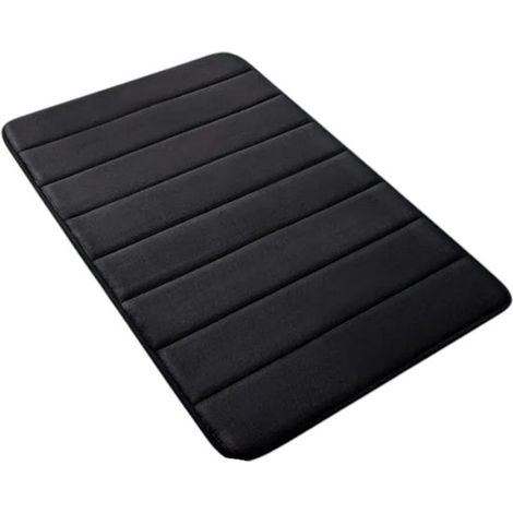 Tapis de bain en mousse à mémoire de forme, doux et à séchage rapide, antidérapant, lavable en machine, dos en PVC, 50 x 80 cm, noir (1/5)