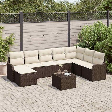 Gartensofa-set 9 pcs Braun Poly-Rattan (1/5)