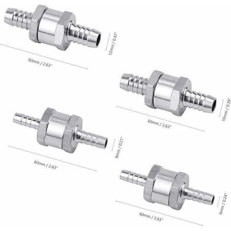 4 Pcs Clapet Anti-retour Gasoil en Alliage d\\'aluminium, 6/8/10/12mm Clapet de Carburant avec Flche pour Essence Diesel Voiture Bateau Moto (1/3)