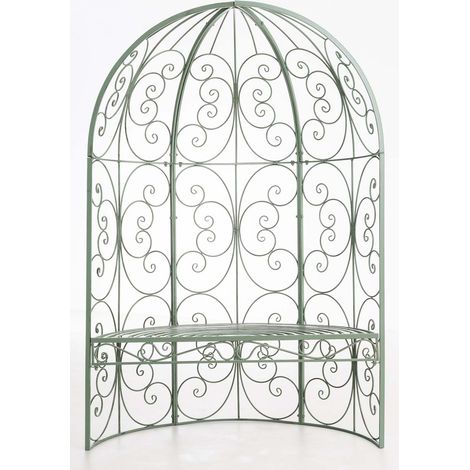 CLP – Demi-tonnelle Rosie avec banc ergonomique – Fer robuste – Largeur 115cm – Hauteur 45cm – Support pour plantes grimpantes (1/6)