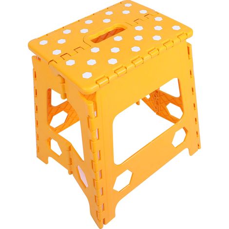 Tabouret Pliant En Plastique - Chaise Portable Légère - Pour Massage Et Usage Domestique - Capacité 136 Kg - Jaune (1/5)