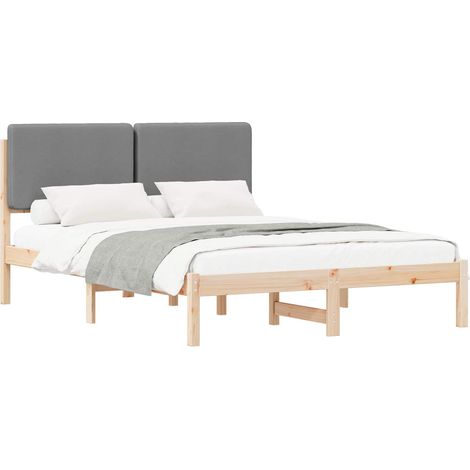 Bed Frame with Upholstered Headboard Light Grey 150 x 200 cm vidaXL