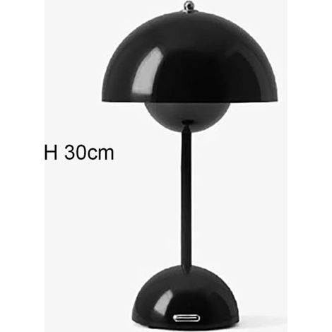 Rechargeable Champignon Lampe de table Lampe de Bureau Chambre À Coucher Bedside Éclairage Décoration 1830CM - noir- YYV (1/4)