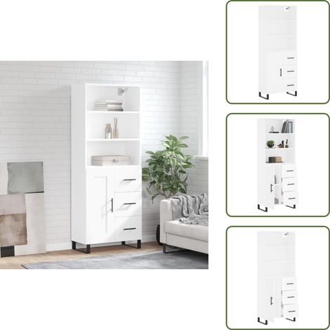 Credenza con ante - vidaXL Credenza Bianca 69,5x34x180 cm in Legno Multistrato - Credenza con scaffale