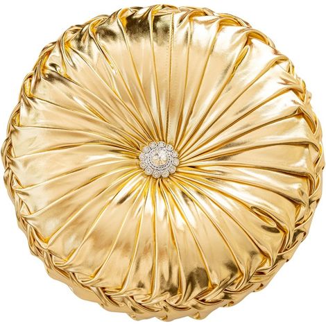 Housse de coussin rond brillant doré, forme roue et potiron 35cm, pour canapé, lit et baie vitrée (1/5)
